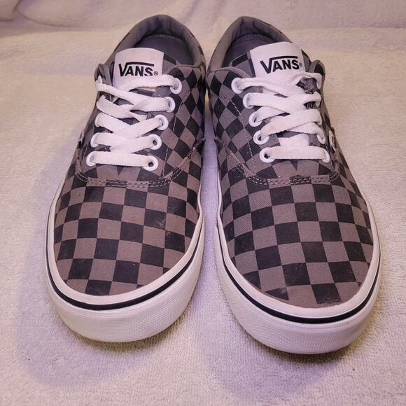 Vans Mens 7.5 Old Skool Black Gray Canvas Check Lace Up Low Skate Sneaker shoe - Picture 2 of 8